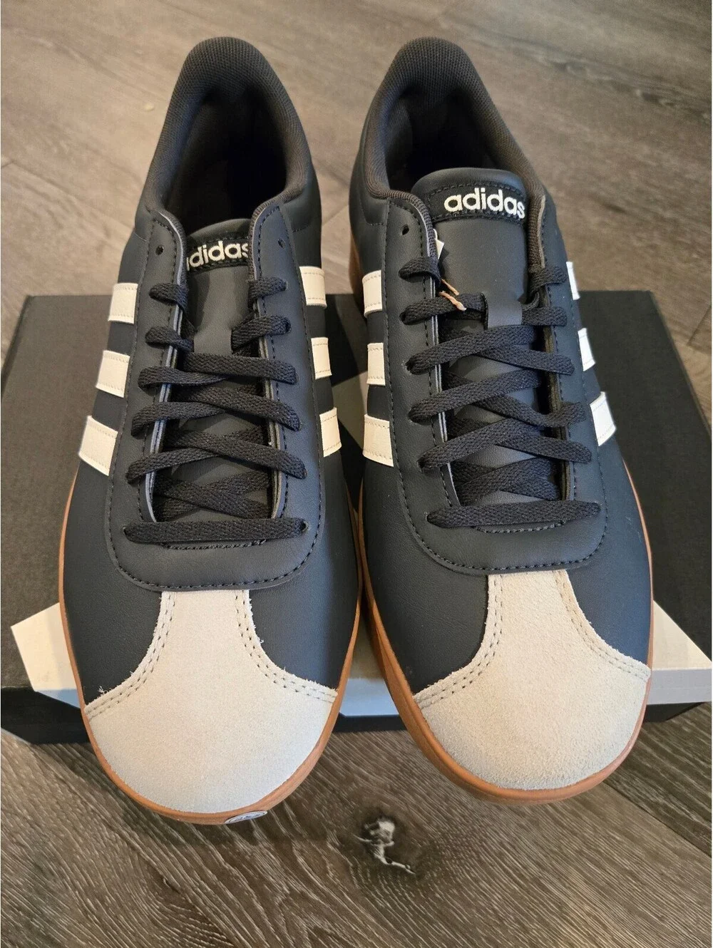 adidas VL Court Base JS4115 Mens 9.5 Black White Gum Sneakers New in Box